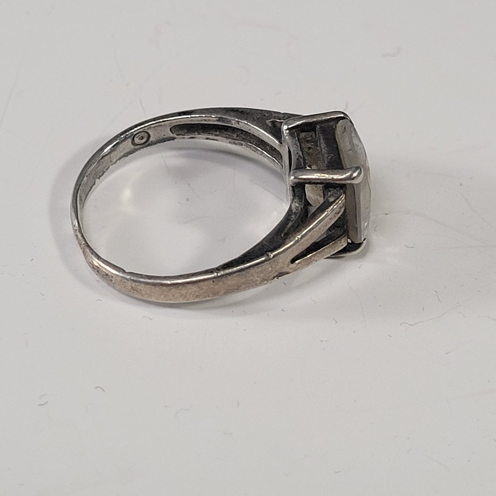 Vintage 925 Sterling Silver Ring Clear Glass Stone Size 8.5 - 4.8g‎ - Picture 6 of 9